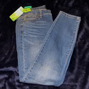 blue high-rise skinny jeans